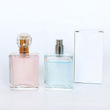 Clear 15ml 30ml 50ml 100ml perfume rectangular square glass bottle with pump spray cap